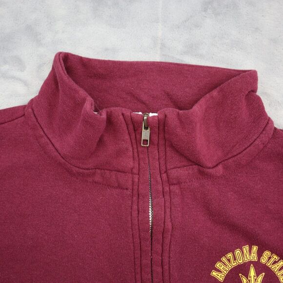 ASU Sweater Womens M Red MV Sport Chest Zip High Neck Front Pocket Sun Devils - Picture 10 of 16
